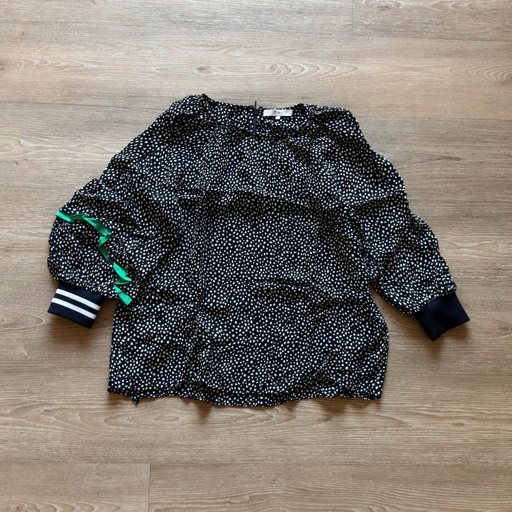 Tibi Black and White Patterned Top